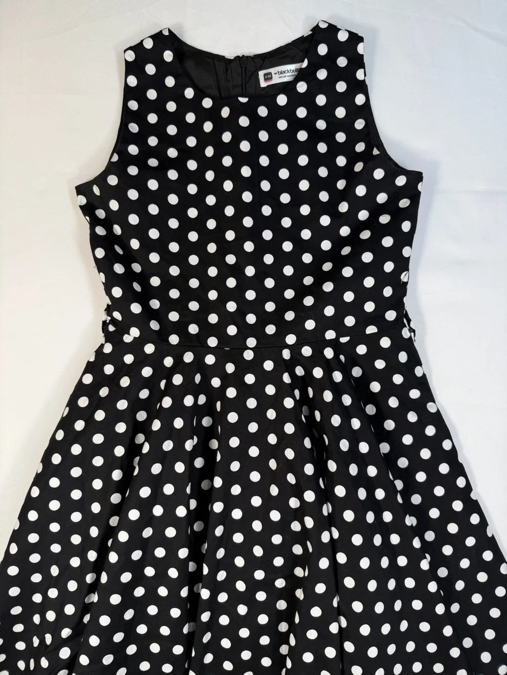 BLACKBUTTERFLY Girls 9-10 Polka Dot Fit And Flare Dress Retro Pinup Skater Dress